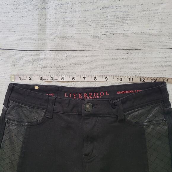 Liverpool Size 8/29 Madonna Legging Faux Leather Side-Stripe Stretchy Mid-Rise - Picture 2 of 9